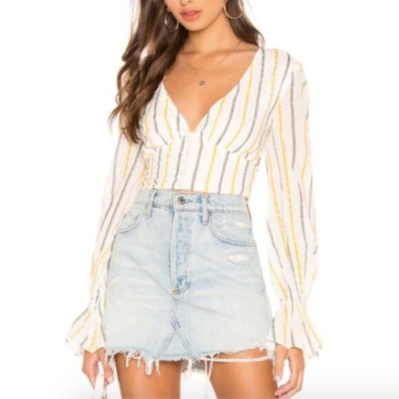 Tularosa Reese White Striped Long Sleeve Blouse - Picture 1 of 6